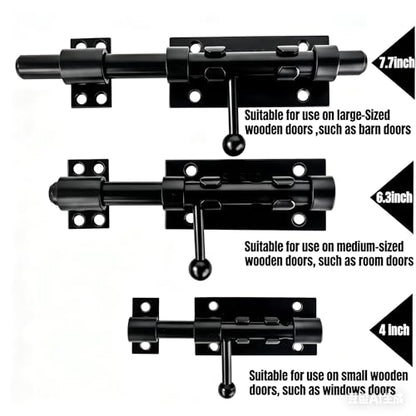 1-Pack 7.7" Barrel Bolt Latch Black,Stainless Steel Heavy Duty Gate Latches - color: Black-7.7inch