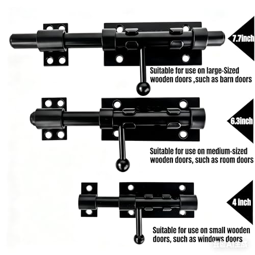 1-Pack 4" Barrel Bolt Latch Black,Stainless Steel Heavy Duty Gate Latches - color: Black-4.0inch