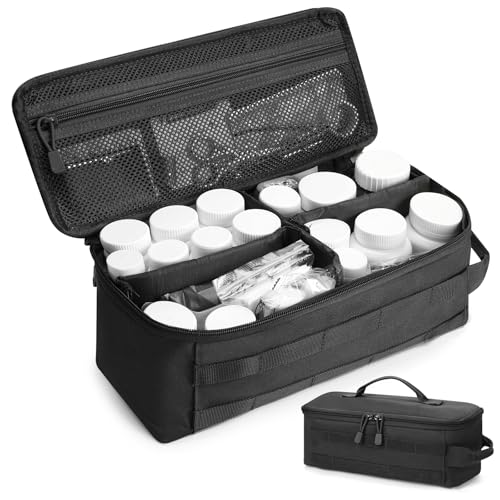 Travel Medicine Bag,Medication Pill Bottle Organizer Empty Case - color: Black