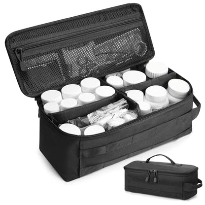 Travel Medicine Bag,Medication Pill Bottle Organizer Empty Case - color: Black
