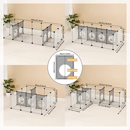 DINMO 18 Panels Bunny Playpen, Game Holes Design, 61.4 x 25.4 x 16.4 inches - style: Plastic-18 panels