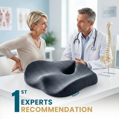 Ergo Office Chair Cushion for Back Pain, Sciatica, Tailbone Pain Relief | Extra Large Office Chair Cushion for Healthy Sitting Posture, Sciatica Pain Relief Pillow With Extra Cover (Gray) - color: Dark Gray & Light Gray