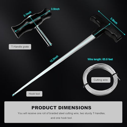 Sun Walker Windshield Removal Tool Kit, 65.6 Ft Window Glass Cutting Wire with Hook Tool & T-Handles, Professional Steel Wire Cut Out Set for Auto Windscreen Repair, Car Accessories