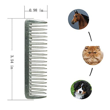 3PCS Stainless Metal Pulling Combs Horse Mane Tail Mini Pocket Combs 4013 …