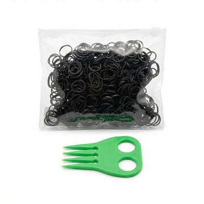 Horse Mane Braiding and banding Kit Mane/Tail Rubber Bands, Braid Aid Braiding Comb (Black Band/Green Comb) - color: Black Band/Green Comb