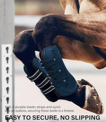 4/Pack Horse Jumping Boots, Open Front & Fetlock Boots for Jumping - color: Navy