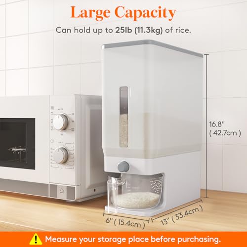 Lifewit Rice Dispenser 25 Lbs, Airtight Storage with Measuring Cup, Clear - color: Clear