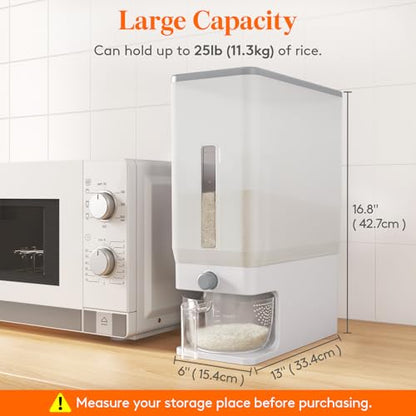 Lifewit Rice Dispenser 25 Lbs, Airtight Storage with Measuring Cup, Clear - color: Clear
