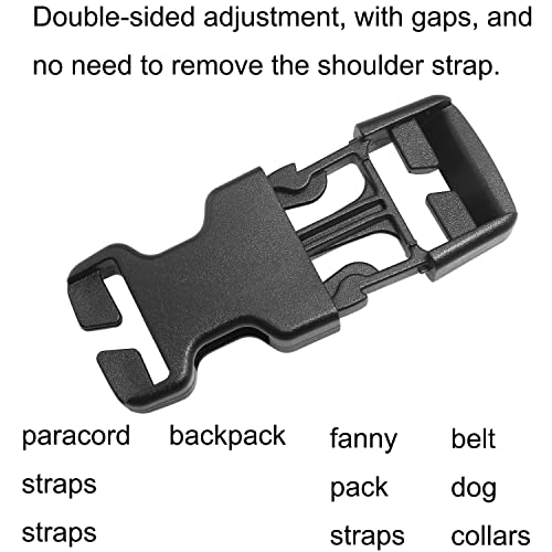 No Sewing Required Buckle 6PCS 25mm Multi-Size Black Plastic Non-Slip Quick Release Buckles Repair Kit for Backpack Bag, Adjustable Release Buckles