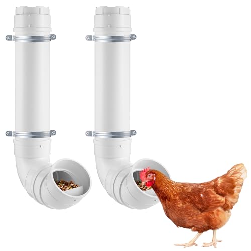 MEWTOGO 2 Set Automatic Chicken Feeder No Waste - color: White-2 set