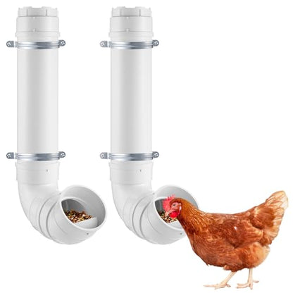 MEWTOGO 2 Set Automatic Chicken Feeder No Waste - color: White-2 set