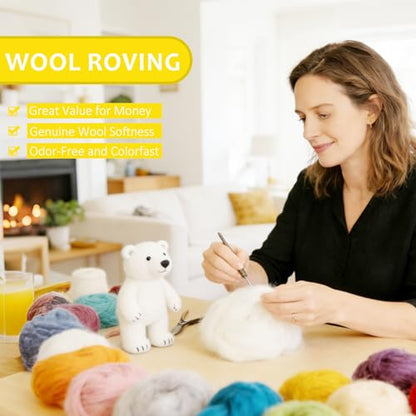 3.4oz Needle Felting Wool Cartoon Yellow for DIY Needle Craft Enthusiasts - color: Cartoon Yellow