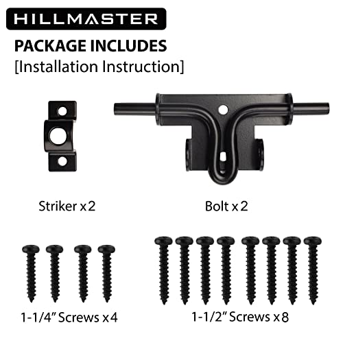 HILLMASTER Heavy Duty Slide Bolt Gate Latch with Padlock Hole, Sliding Bolt Gate Lock Door Latches Hardware for Wooden Fences Barn Doors, 2 Pack - size: 2 Pack