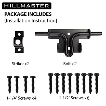 HILLMASTER Heavy Duty Slide Bolt Gate Latch with Padlock Hole, Sliding Bolt Gate Lock Door Latches Hardware for Wooden Fences Barn Doors, 2 Pack - size: 2 Pack