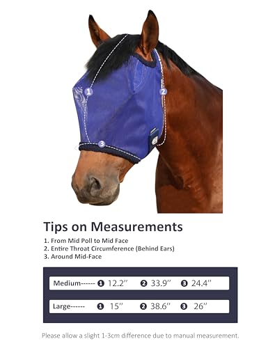 Harrison Howard All Round Mesh Horse Fly Mask UV Protective with Fleece Padded Edging Deep Navy M - color: Deep Navy, size: Medium (Arabian)