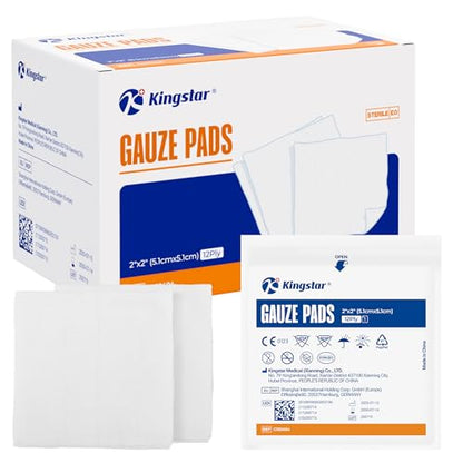 100 Pack Sterile Gauze Pads 2x2 Inch 12-Ply, 100% Cotton Medical Gauze Pads for Wound Care, Highly Absorbent Bulk Hospital-Grade First Aid & Surgical Dressing - size: 2"x2" (Pack of 100)