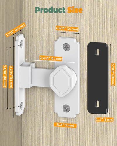 90 Degree Barn Door Lock, Sliding Door Latch, White, 1 Pack - color: White-1PC