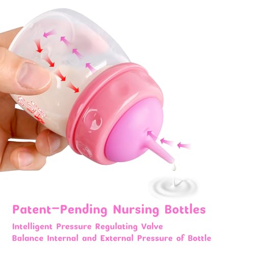 Pet Feeding Bottle and Syringes,60ml Nursing Bottle, 3 Sizes Nipples with Ventilation Valve Resistant Tearing Perfect for Puppies, Kittens, Small Wildlife (Pink) - color: Pink