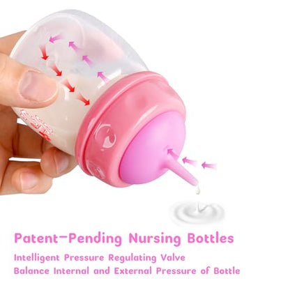 Pet Feeding Bottle and Syringes,60ml Nursing Bottle, 3 Sizes Nipples with Ventilation Valve Resistant Tearing Perfect for Puppies, Kittens, Small Wildlife (Pink) - color: Pink