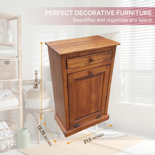 Peaceful Classics Wooden Tilt Out Trash Cabinet with Drawer, Cherry - color: Cherry, style: With Drawer