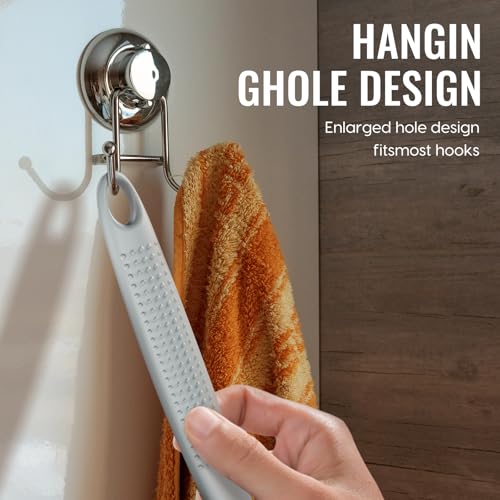 Silicone Back Scrubber for Shower, 17in Lengthen Long Handle Body Brush, Double Sided Shower Brush for Shower Exfoliating and Massage Can Produce Rich Foam, Long Handle Back Scrubber for Men - color: Gray