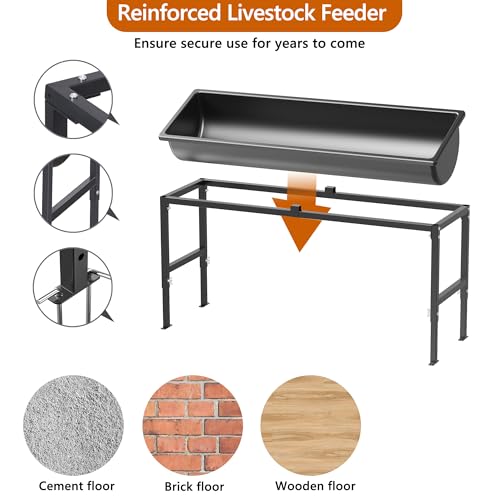 Livestock Water Trough 12 Gallon | Animal Waterer with Adjustable Stand, Easy to Assemble and Carry, Feeding Goat, Sheep, Horse, Dog in Farm - size: 1 PC