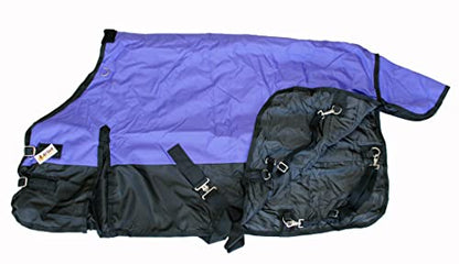 AJ Tack 600D Waterproof Winter Pony Blanket - 300g Heavyweight Turnout with Fleece Collar, Shoulder Gussets & Tail Flap - Purple 58" - size: 58