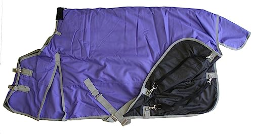 AJ Tack 1200D Waterproof Winter Horse Blanket with Storage Bag - 400g Heavyweight Turnout with Fleece Collar, Shoulder Gussets & Tail Flap - Purple 72" - size: 72