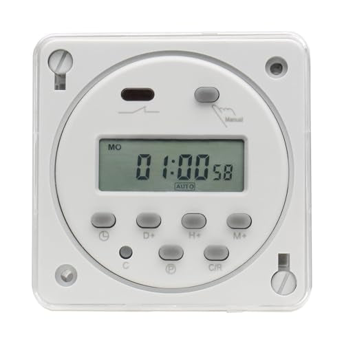 Baomain Time Switch Relay with 4 x Terminal Cable & Waterproof Cover,Digital LCD Programmable Timer,24V DC/AC Input,200-250V 16A Output,28 Programs Daily/Weekly Schedule,CN101A - size: Timer with Terminal Cable & Cover