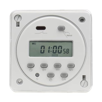Baomain Time Switch Relay with 4 x Terminal Cable & Waterproof Cover,Digital LCD Programmable Timer,24V DC/AC Input,200-250V 16A Output,28 Programs Daily/Weekly Schedule,CN101A - size: Timer with Terminal Cable & Cover