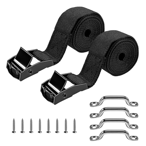 2 Set 1"x 47.2"(4 ft) Battery Tie Down Strap Kits, Battery Box Hold-Down Straps with Stainless Steel Cam Buckles & Screws, Adjustable Tie Down Straps for Boats Cars Coolers - color: 2 PCS