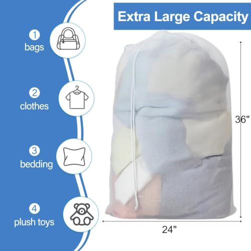 Large Laundry Mesh Bags, 4 Pack 24 x 36 Inch