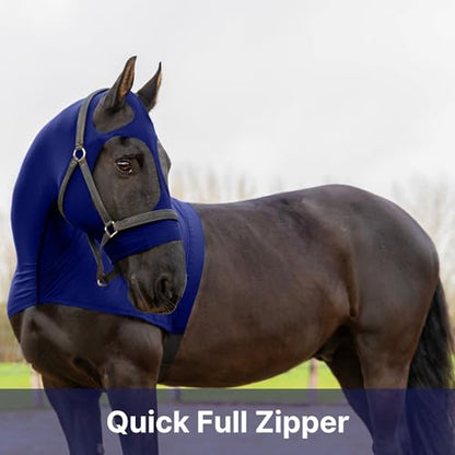 Resistance Horse Hood Slinky Zippered Mane Braid Shoulder Guard (X-Large, Ink Blue)