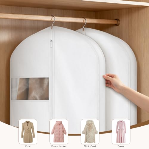 60" Cotton Garment Bag for Hanging Clothes, Dress Bags for Gowns - size: 3"W x 60"H-2pcs