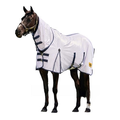 Saxon Mesh with Belly Wrap Fly Sheet Combo, White/Navy, 75" - color: White/Navy, size: 75"