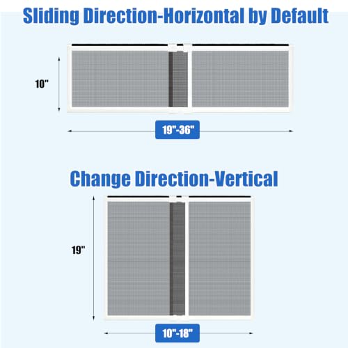 6 Pack Expandable Window Screen, 2 Way Adjustable Sliding Window Screen, Horizontal (10" H x 19" - 36" W), Horizontal and Vertical Adjustable, Replacement Screen for Window, Window Screens Mesh - size: 10"H x 19"-36"W