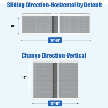 6 Pack Expandable Window Screen, 2 Way Adjustable Sliding Window Screen, Horizontal (10" H x 19" - 36" W), Horizontal and Vertical Adjustable, Replacement Screen for Window, Window Screens Mesh - size: 10"H x 19"-36"W