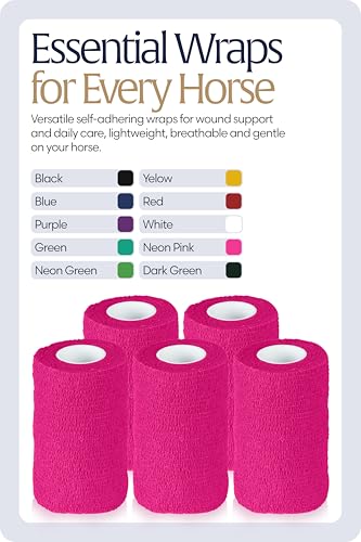 Equinavia 20 Pack Self Adhesive Bandage Wrap, 4 Inch Vet Wrap for Horses - color: Neon Pink