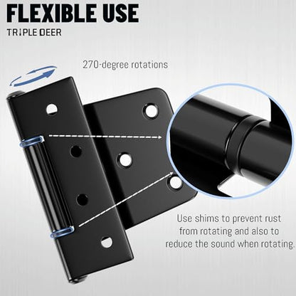 3.5 Inch Heavy Duty Gate Hinges, 2 Pack Extra Thick Black Iron Door Hinges