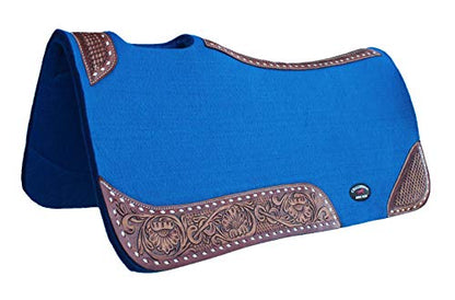 CHALLENGER 32x30 Horse Saddle PAD Western Contoured Wool Felt Moisture Wicking Brown 39209 - color: Turquoise Blue, size: 30" Spine x 15" Drop