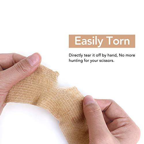 RISEN Cohesive Bandage 2” x 5 Yards, 6 Rolls, Self Adherent Wrap Medical Tape, Adhesive Flexible Breathable First Aid Gauze Ideal for Stretch Athletic (Pack of 2) - color: Tan, size: 6 Count (Pack of 2)