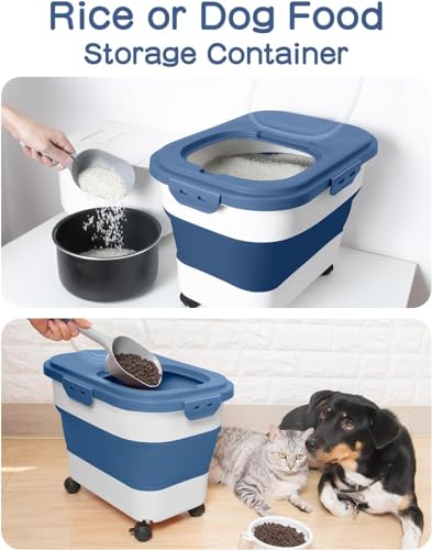20-23 Lbs Dog Food Storage Container,Collapsible Dog Food Container - color: Blue
