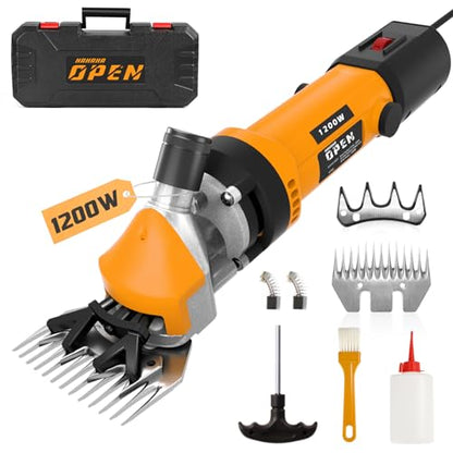 1200W Sheep Shears Clippers, 3200RPM 6-Speed Heavy Duty Electric Sheep Shears, 13T Blades, Professional Livestock Clippers for Farm Alpacas Goats with Video Guide (Orange) - color: Vitality Orange