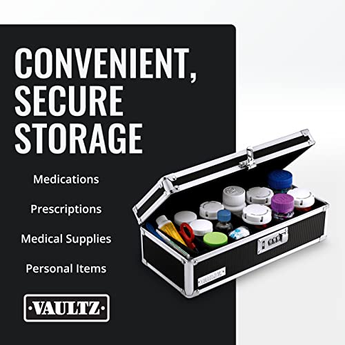 Vaultz Locking Medicine Storage Box, Combo Lock, 3.75x11.88x5.25, Black - color: Black