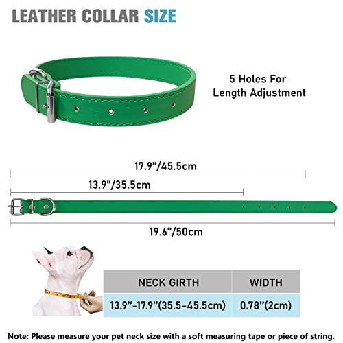 Puppy Collar for Litter Adjustable Leather ID Collars for Puppy Small Dog - size: L(Neck:14''~18'')