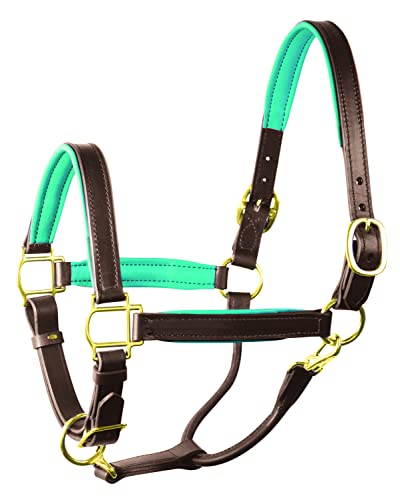 Perri's Horse Soft Padded Leather Halter - color: Havana/Pink