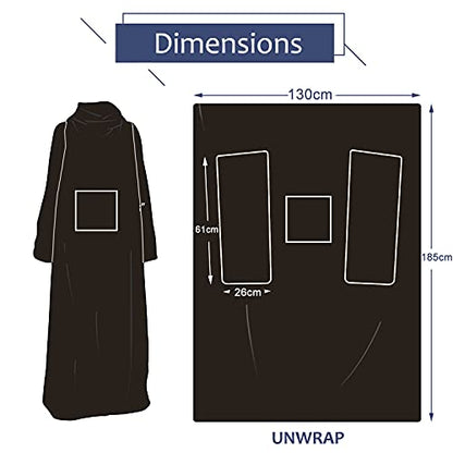Catalonia Wearable Blanket with Sleeves for Women & Men, Fleece Wrap Throw - color: Brown