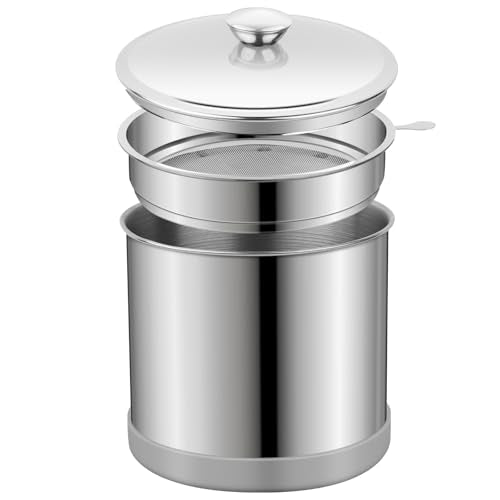 Ohtomber 1.2L Bacon Grease Container with Fine Mesh Strainer