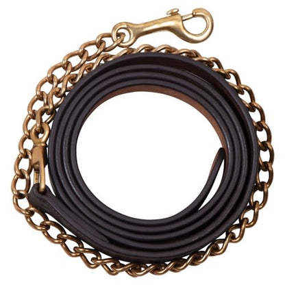 Billy Royal Leather Lead with Brass Chain for Horses | Hand-Rubbed Havana Tint | Ideal for Stallions & Tougher Equines | Matches Stable Halters