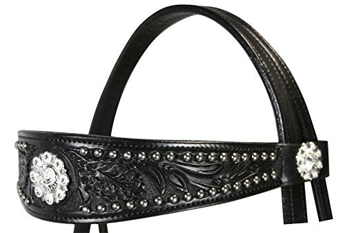 Tahoe Tack Midnight Black Browband Headstall with Split Reins Full Horse Size